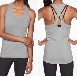 Athleta Limitless Heather Keyhole Tank Top Gray Po‎
